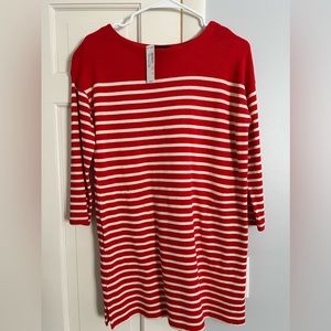 J. Crew Red Striped Shift Dress